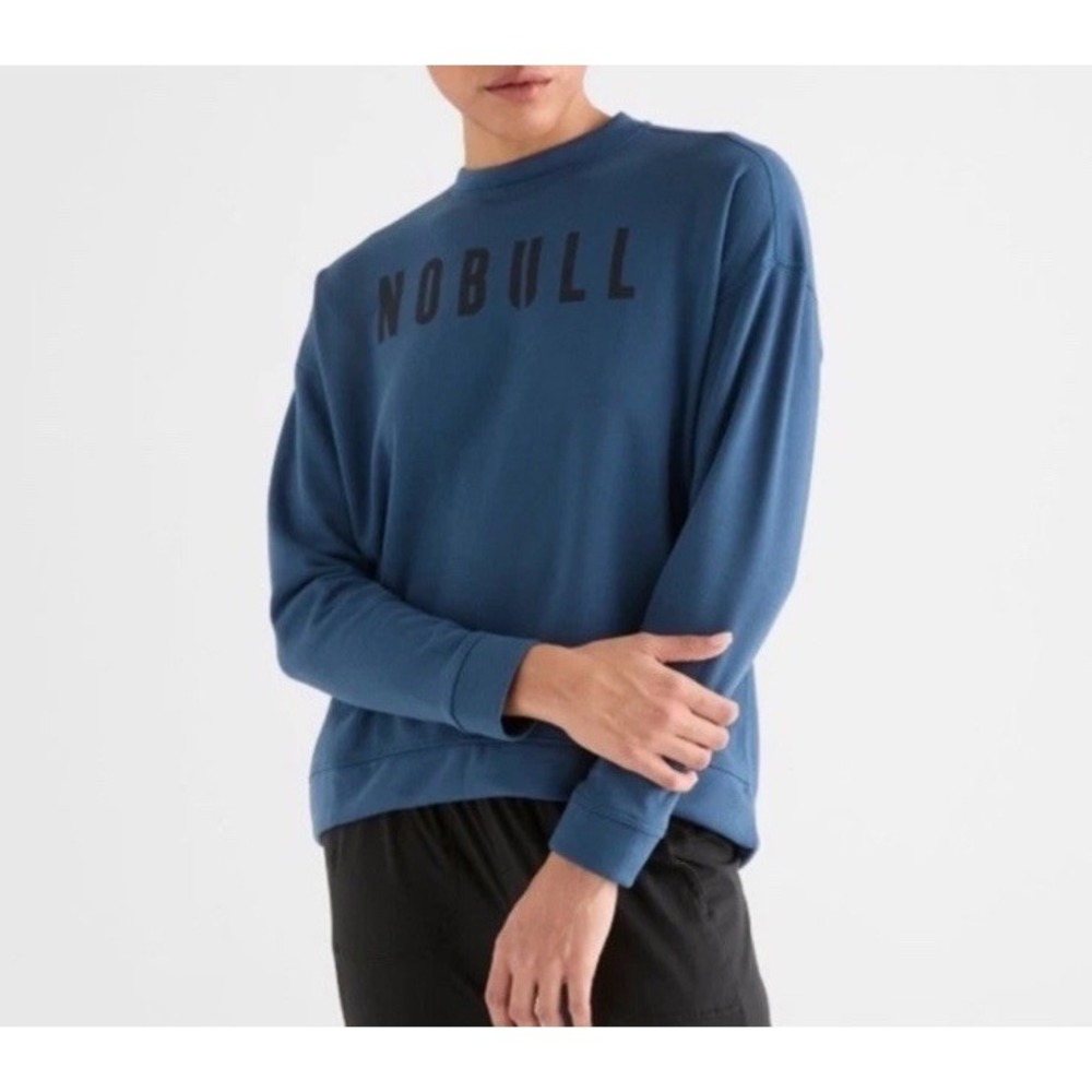 NOBULL Blue‎ Teal High Low Crewneck Sweatshirt Activewear Gym Woman's Size Large